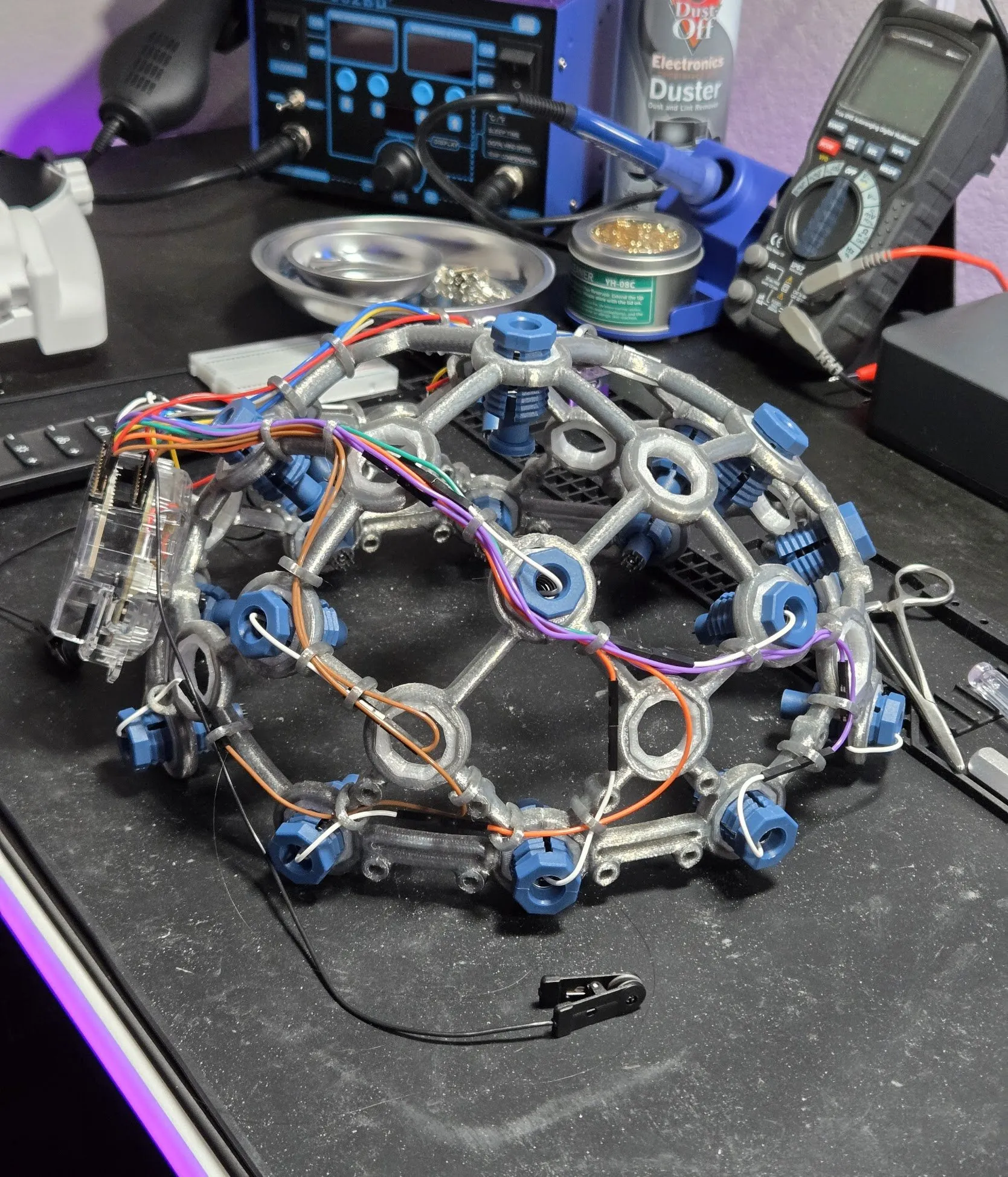 OpenBCI Ultracortex Mk IV shown assembled in the workshop.